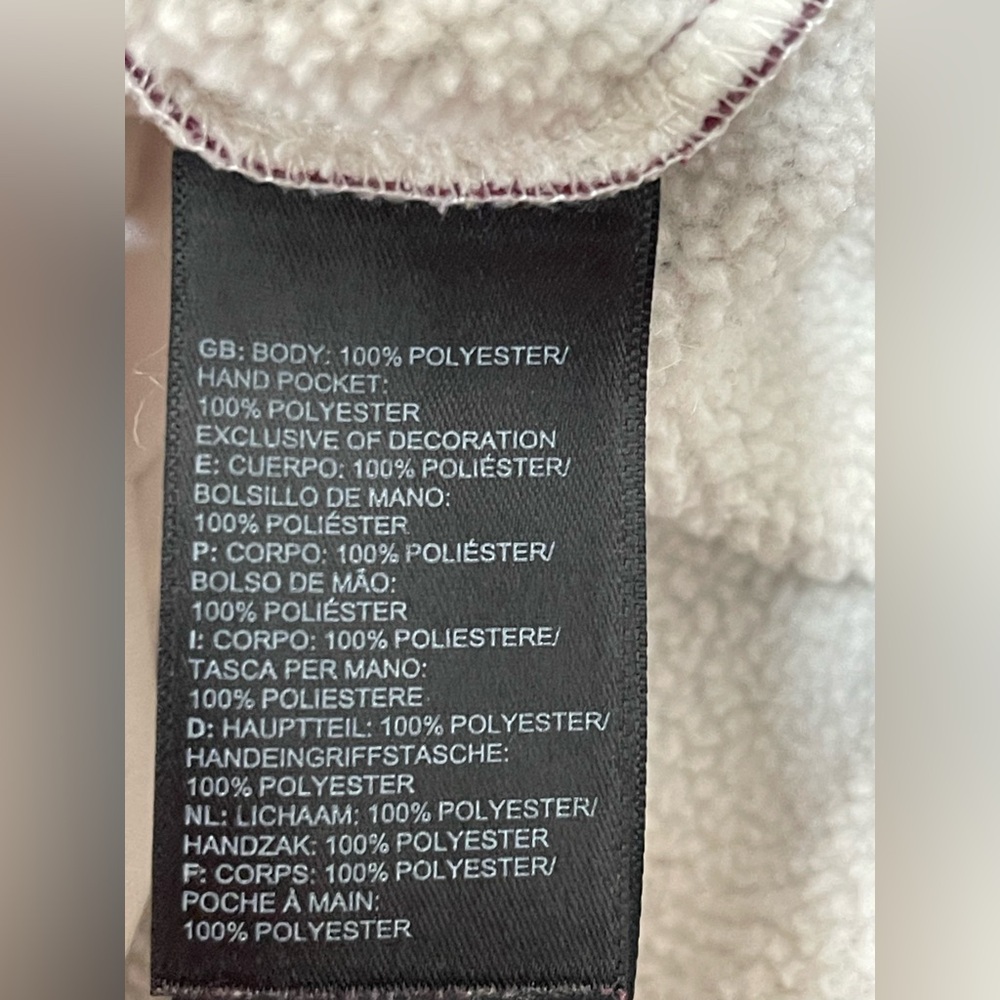 The North Face Burgundy Cream Cowl Neck Pullover Fleece Sweater Size L - Picture 12 of 16